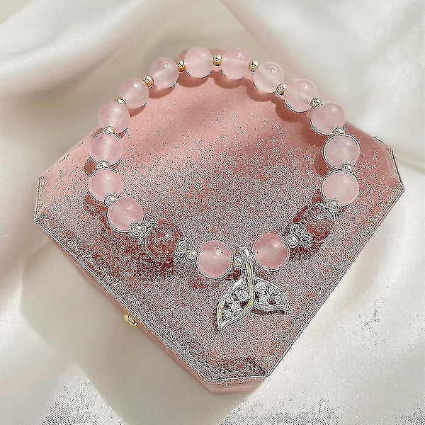 Jcsw Diamantbeströdd Fisksvans Jordgubbs Kristall Armband, Sött Och Kallt Temperament Enkelt Armband