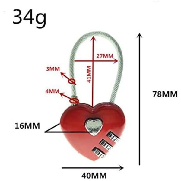 2 st stållina hjärtform kärlekslås 3 digitalt kombinationshänglås Återställbart lösenord för resväskor