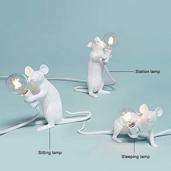 Retro Rat Table Lamp Mouse Desk Lamp Bedside Lamp Resin Mice Lamp Warm Room Decor E12 Socket