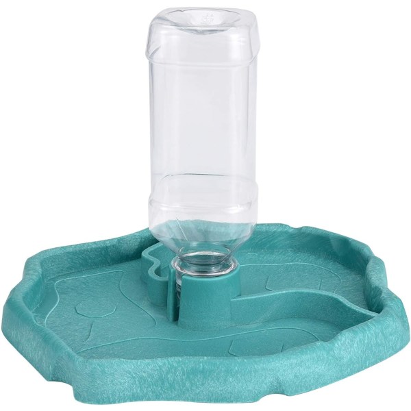 Reptilvannsdispenser, 2 i 1 anti-overflow skålmatdispenser, plastskål for skilpaddeøgle - blå