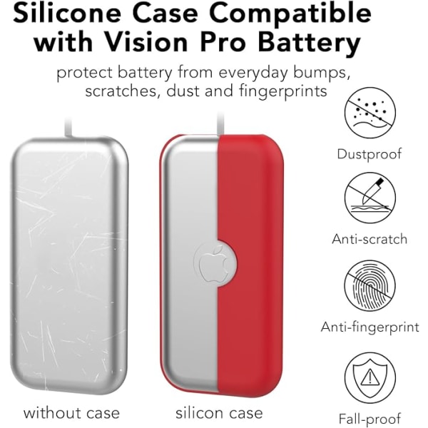 Kompatibel med Apple Vision Pro case, silikon Apple VR cover, anti-scratch, fallsäker mjukt case batteritillbehör (röd) Red