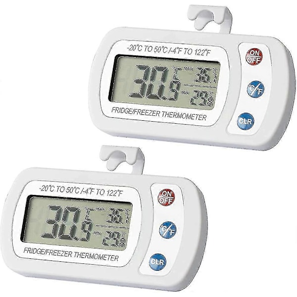 2 st Kylskåpstermometer Digital Vattentät Termometer Kylskåpstemperaturmätare