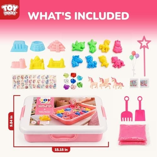 TOY Life Enhörningssensorisk låda, magisk sandlekssats för flickor, ålder 3+