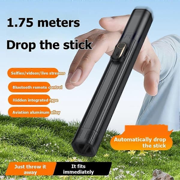 1,75M Auto Open Selfie Stick Stativ med 360° Selfie Stick Auto Open Mekanisme Selfie Stick Stativ til Rejse Telefon A