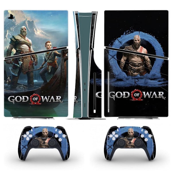 Playstation 5 Slim Ps5 Slim God of War Skin Decal Og Controller Klistremerker Sett, Riperesistent (Disk) Style10