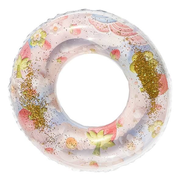 Barns uppblåsbar simring, simring poolboj, retro randig PVC uppblåsbar boj poolboj Sequined strawberry Suitable for 5-9 years old