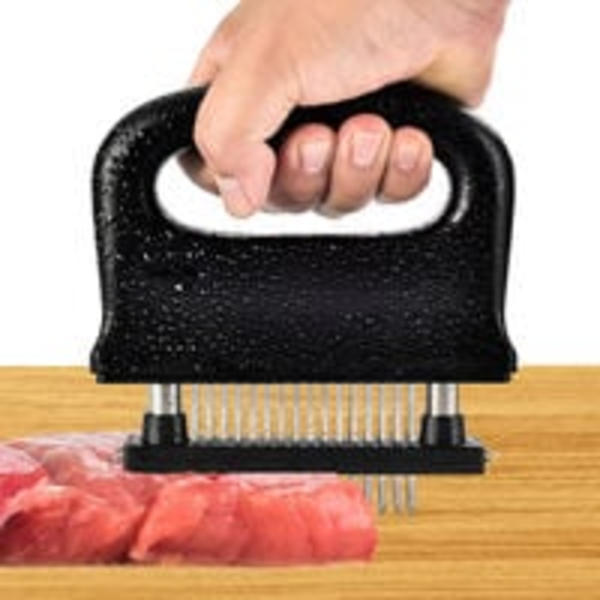 Köttmörare med rengöringsborste och 48 ultraskarpa nålblad i rostfritt stål, köttmörare för nötkött/fläsk/kycklingbiff