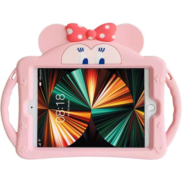 Kompatibel med iPad 9:e generationens fodral 2021/iPad 8:e generationens fodral 2020 10,2 tum, iPad 7:e generationens fodral 2019, sött tecknat fodral med stativ (rosa)