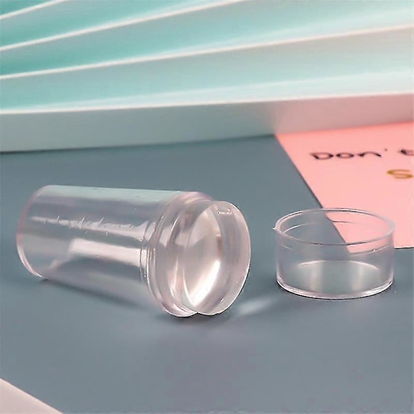 Läpinäkyvä kynsileimasin kaapimella 2kpl Jelly Silicone Stamp ranskalaisiin kynsiin Manikyyrisarjat Kynsitaide leimaustyökalusetti