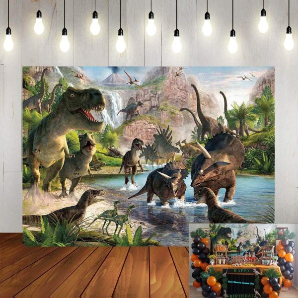 Jurassic Dinosaur Party -koristetausta valokuvausta varten, dinosaurusten valtakunta, lasten syntymäpäiväjuhlan banneri, viidakkosafarieläinten valokuvaustausta 5x3ft