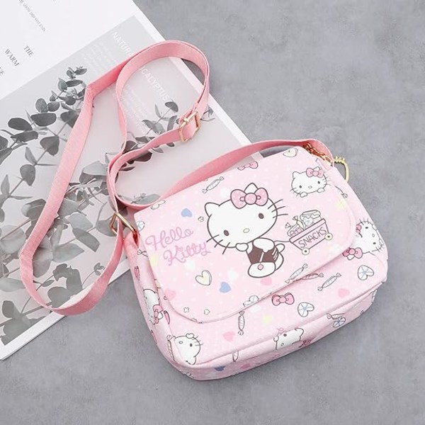 Cartoon Kitty Lompakko Lanyardilla Kawaii Kitty Crossbody Laukut Matkapuhelin Laukku Kolikko Lompakko Tytöille Naisille