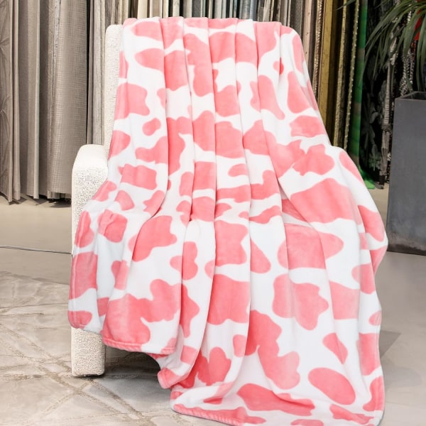 Pink Cow Printed Coverlet Varm ullfilt Kasta Lätt täcke