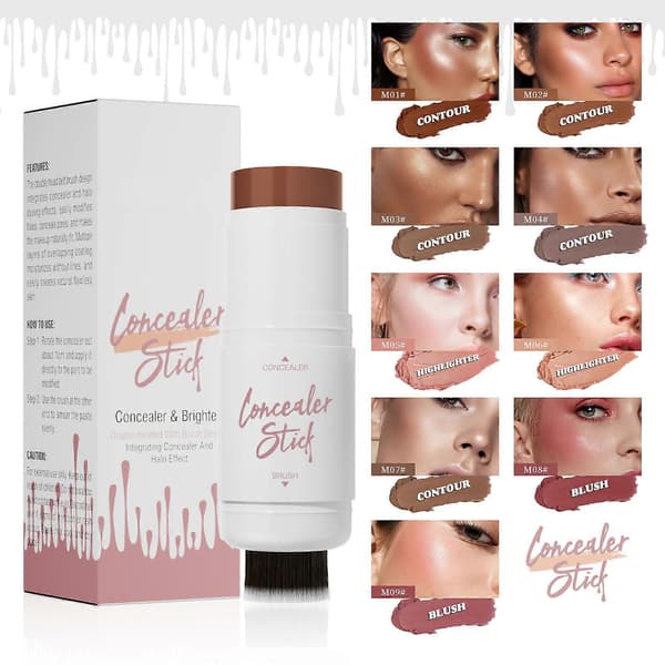 2-i-1 konturstift dobbelthodet sminkestift bronzerstift highlighterstift blushstift for 3D ansiktssminke