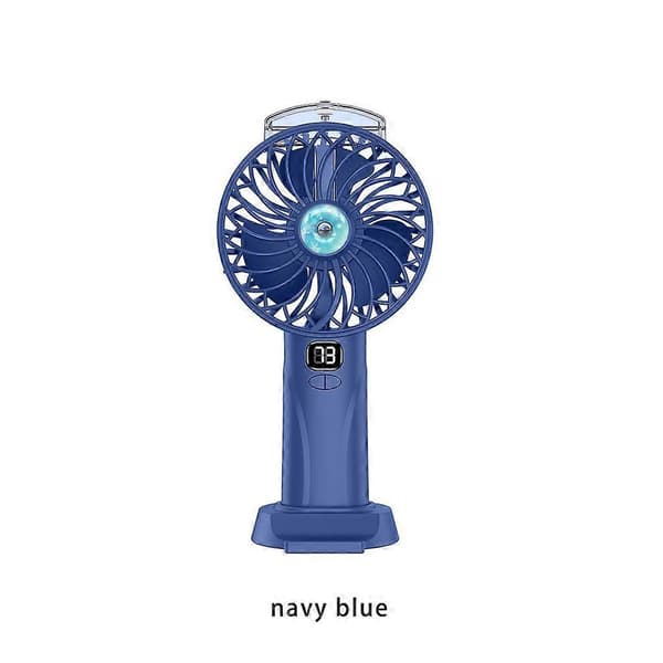 Ventilator USB Håndholdt Bærbar Genopladelig Spraytilstande Kølende Batterigaver Dark Blue