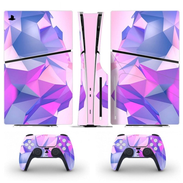 Playstation 5 Slim Ps5 Slim Geometrinen Vaaleanpunainen Skin-tarra ja Ohjain-tarrasetti, Naarmuuntumaton (Levy) Style02