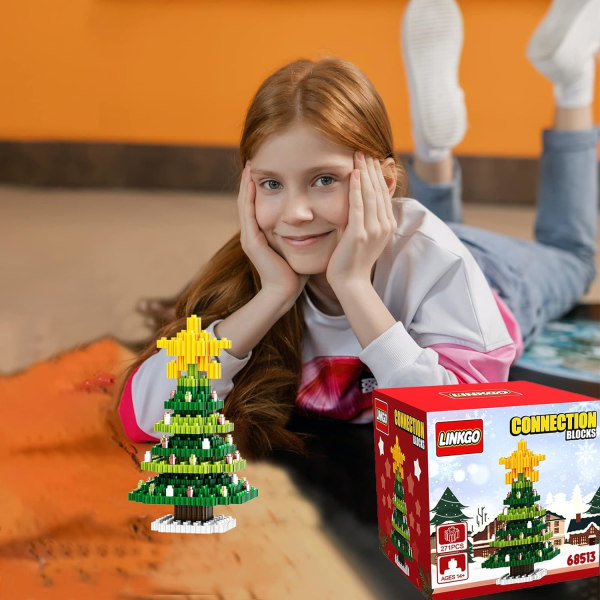 2023 Julleksaksbyggstenar Julrenar Miniatyrbyggstenar Julklappsträning Handfärdigheter och intelligens (träd)