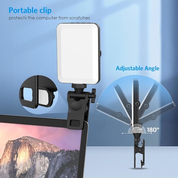 Clip Fill Video Light - 80 LED High Power Rechargeable Light, 3 Light Modes for Phone, iPhone, Android, iPad & Laptop, for Makeup