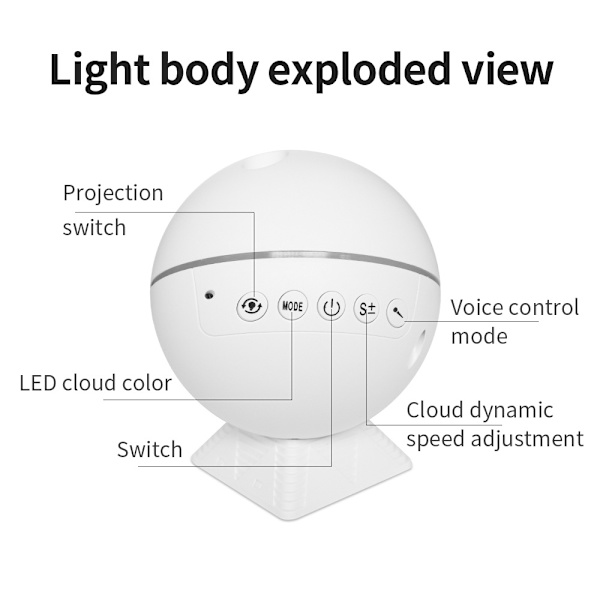 Stjernehimmel lys aurora projeksjonslys bil hjemme atmosfære stjernehimmel lys full himmel stjerne vann korn måne led nattlys RGBW 8W