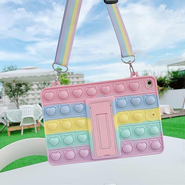 Etui til iPad 2, iPad 3, iPad 4 - Boble Fidget Sensorisk iPad-etui 9,7 tommer for barn Stilig regnbue Myk Stressavlastende Støtsikkert Etui