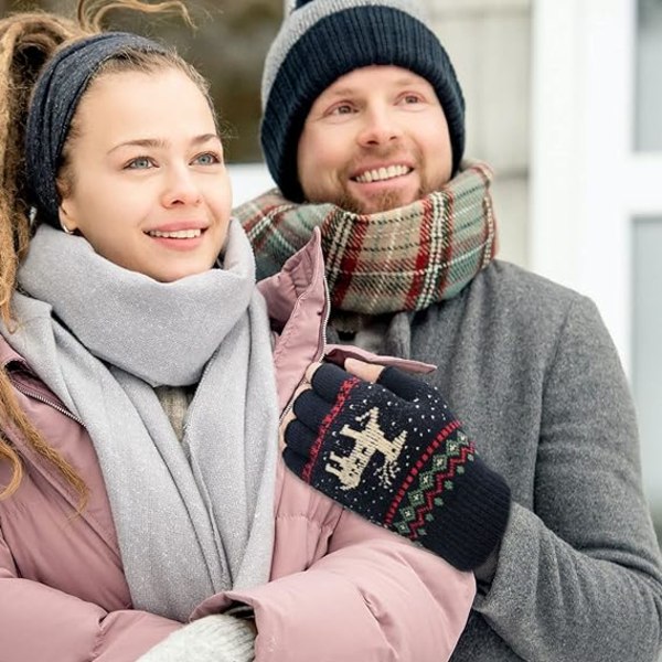 Unisex Vinter Halvfinger Handsker Varme Vinter Fingerløse Touchscreen Handsker Strækbare Strikkede Skrivehandsker