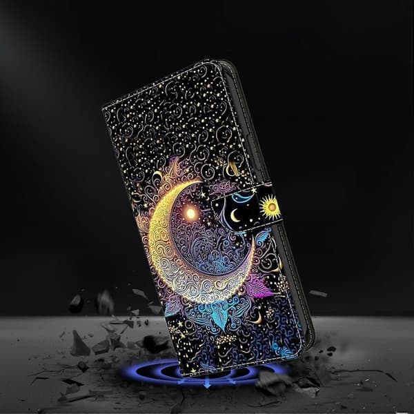 Wallet Case for Samsung Galaxy A16 with Stand and Pattern Print in PU Leather Bright Moon