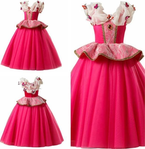 Elegant rosa prinsessklänning Törnrosa maskeraddräkt rosa
