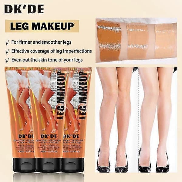 DK'DE+ 3-färgs Vattentät Benfoundation Makeup Brons Highlighter Hög Täckning Concealer, Ben Makeup Bas Kvinna