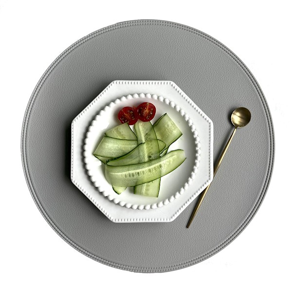 4-pack Placemats i Konstläder Runda 38x38cm Gray