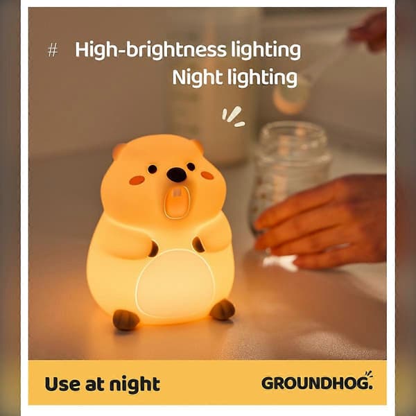Tap Night Light Compatible with Marmot Silicone Soft Glow with Touch Control, Cute Marmot Design