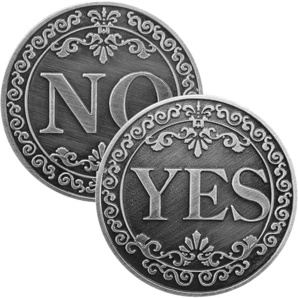 YES NO Flipping Challenge Coin Decision Maker - Silver