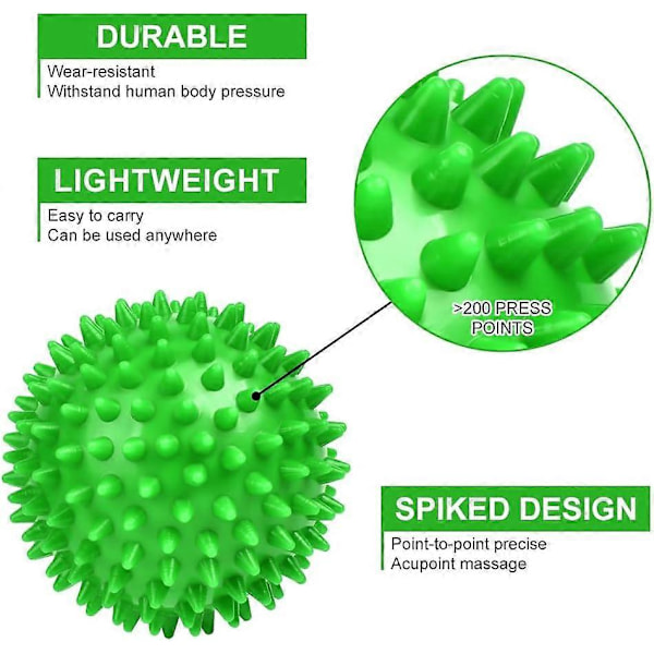 Spikig Massageboll Set, 2-pack Kropp och Fotmassagevals, Hård Jordnötsmassageboll för Plantar Fasciit, Triggerpunktsbehandling, Djupvävnad, Myo 2pcs  Green 2pcs - Blue