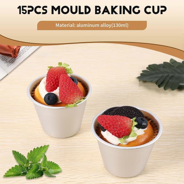 15-pack puddingformar, non-stick puddingkoppar äggtartsform, robusta formar för att göra söta och salta rätter