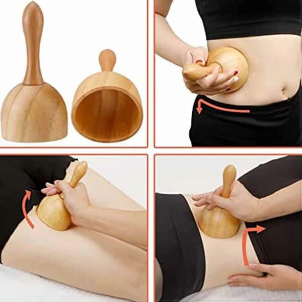 2X Træ Cupping Terapi Massagekopper, Lymfedrænage Massageredskaber til Træterapi Krop Anti-Cellulite Kop