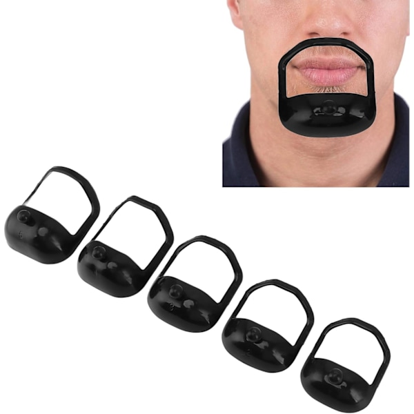 Rakmall för män, 5 st Skäggrakmall 5 Storlekar Exakt Trimning Skäggformning Stylingguide Formare Perfekt för Hårfäste Linje Upp, Kantning Black