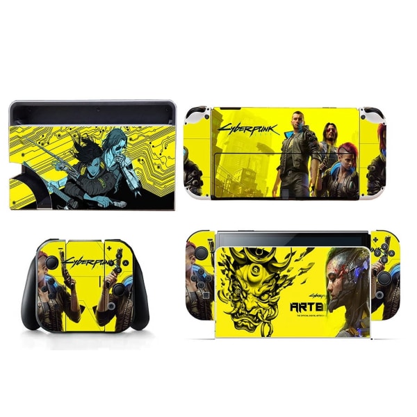 Sopii Switch OLED -tarroille, Cyberpunk 2077，pölytiivis, naarmuuntumaton ja värikäs tarra（Keltainen01，2077） Style09