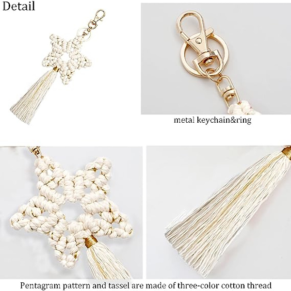 Nyckelring Handgjord Boho Tassel Väska Charm Nyckelring Bilnyckelring för Kvinnor