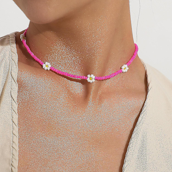 Färgglada Pärlor Blomster Choker Halsband För Kvinnor Flickor Boho Choker