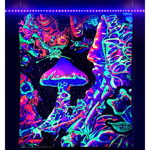 Blacklight Astronaut Gobelin UV-reaktiv Planter Gople Neon Galaxy Rumvæg Hængende til Værelse W59×H51