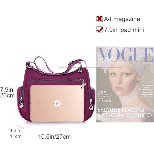 Crossbody tasker til kvinder - Casual håndtasker og skuldertasker - Nylon tote taske - Letvægts vandtæt messenger taske - Anti-tyveri taske