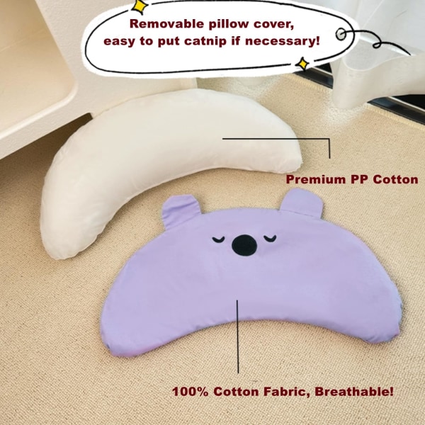 100% Cotton 14"x6.3" Large Pet Pillow for Cat Head Pillow, Small Dog Pillow for Cat Mattress and Small Dog Puppy Indoor (Purple)