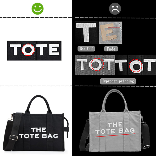 Canvas Tote Bag för kvinnor - Tjock canvasväska med dragkedja och axelrem för arbete, skola, resor och shopping