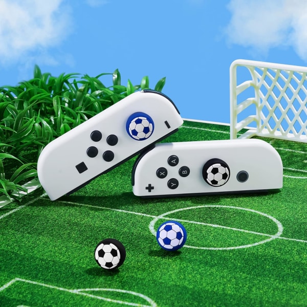 Tommelgrep-hetter for Nintendo Switch, søte joystick-deksler med 3D-mønsterdeksel Mykt bedårende silikon analog 4 stk sett for Switch/OLED/Lite, fotball