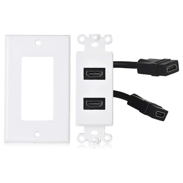 2-pak 2-portars -kompatibel vægplade i hvid (4K UHD, ARC og Ethernet Pass-Thru-understøttelse)