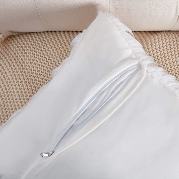 Set med 2 vita dekorativa fluffiga kuddfodral Nya lyxserie Merino Style Faux Fur Throw Pillow Covers Square Fuzzy Cushion Case 18x18 tum