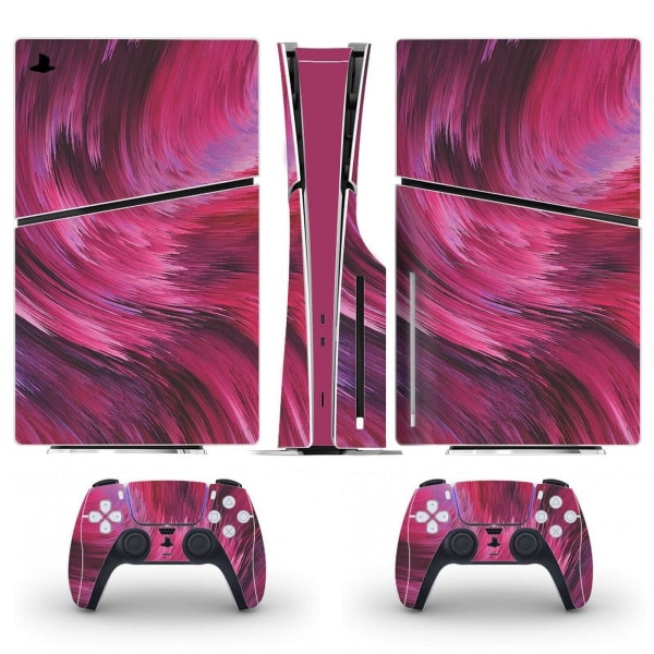 Playstation 5 Slim Ps5 Slim abstrakt pink Skin Decal Og Controller Stickers Sæt, Ridsefast (Disk) Style03