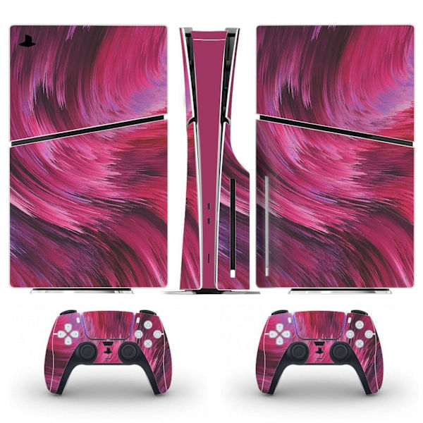 Playstation 5 Slim Ps5 Slim abstrakt rosa Skin Decal Och Controller Stickers Set, Reptålig (Disk) Style03