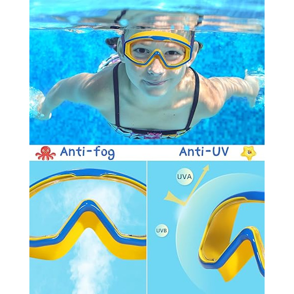Water Space 2-pakke svømmebriller for barn gutter jenter 3-15, bredt syn anti-tåke UV-beskyttelse og vanntett