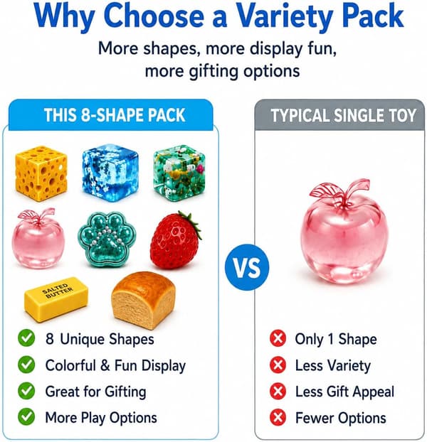 8 i 1 Squishy Pack Bit Rolig Låda Ost Squishy Mat Squishies Set Långsamt Stigande Smör Jordgubbe Sockerfylld Isbit Äpple Bröd Kattass Squishy Till 8pcs