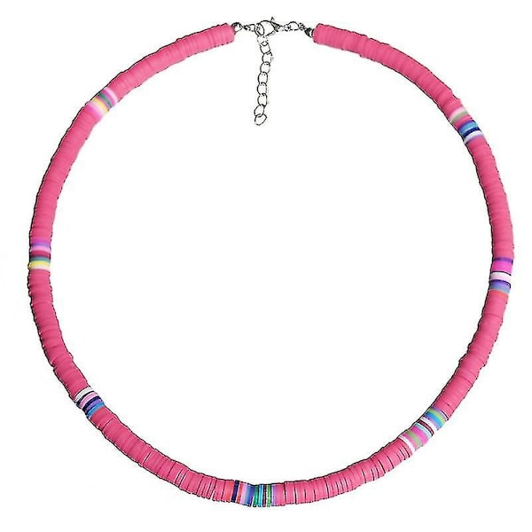 Bohemsk Strand Fargerik Leire Perlekjede Boho Regnbue Polymer Leire Halskjede Smykker For Kvinner Jenter Justerbar