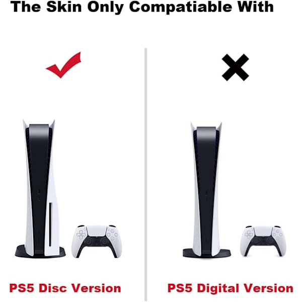 PS5 Disc Edition -konsolin ja langattomien ohjaimien tarra, täydellinen suojakalvosarja vinyylistä valmistettu tarra PS5 Disc Editionille (musta)
